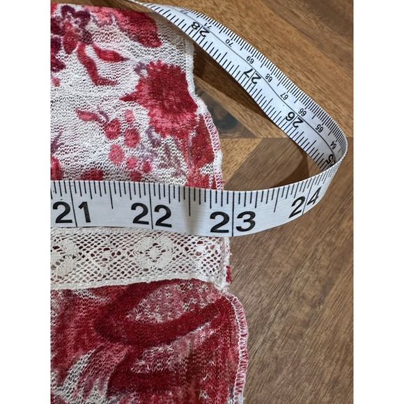 Ralph Lauren Denim Supply Pink Floral Babydoll Crochet Lace Top XS Sheer Peasant - Picture 9 of 9